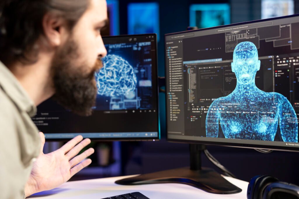 Artificial Intelligence 17 ai robot gaining humanoid form inside computer