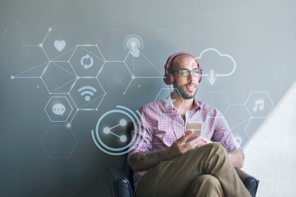 man wearing headphones